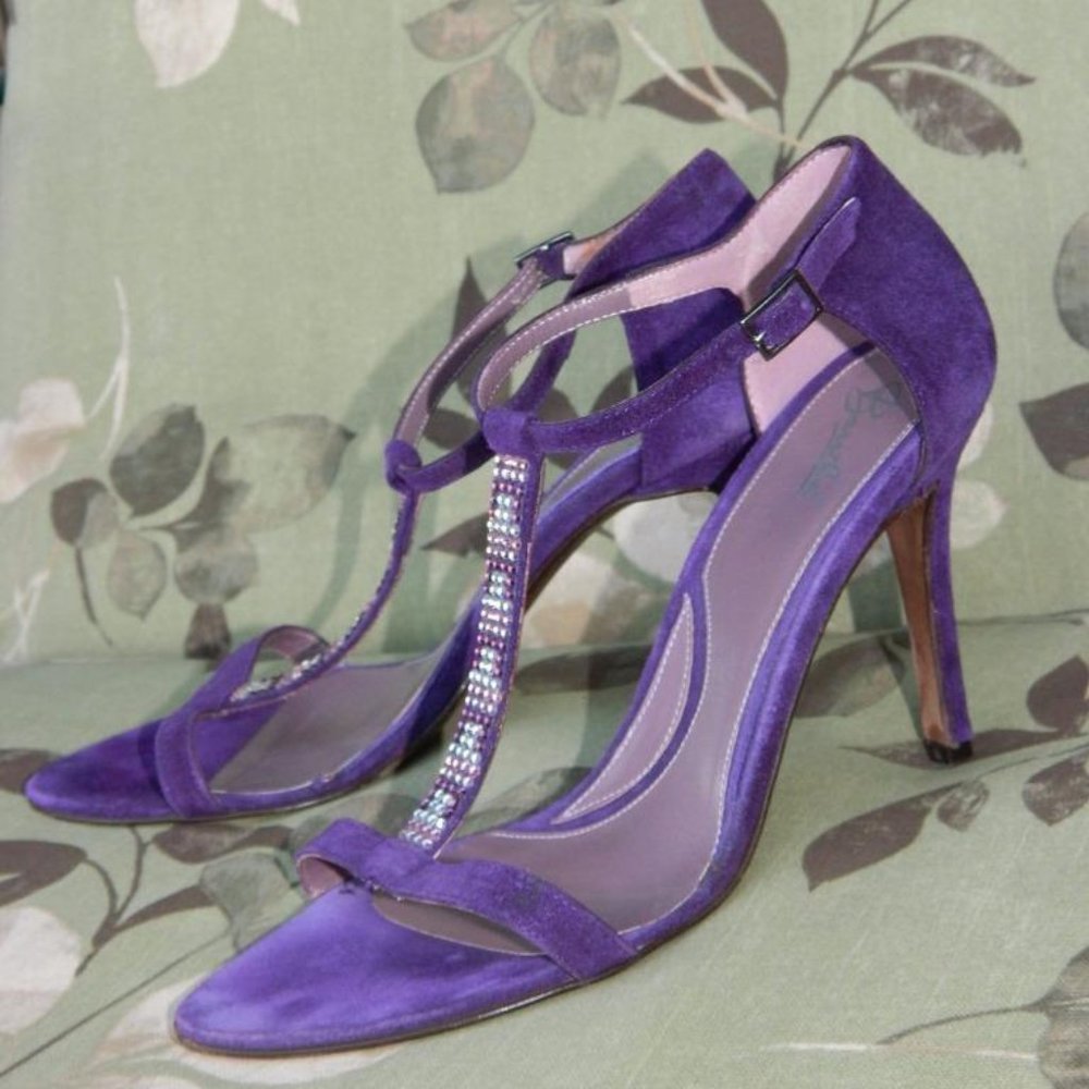 Brasila's Purple Suede Strappy Stilettos w/Rhinestone Details Italy, 36 1/2 EUC - Picture 6 of 12
